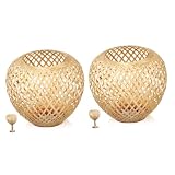 MAGICLULU 2st Kronleuchter Aus Bambus Abdeckung Für Deckenleuchte Im Boho-stil Boho-lampenschirm Pendelleuchtenschirm Lampenabdeckung Aus Rattan Lichtschirm Aus Korbgeflecht Wandlampe Beig