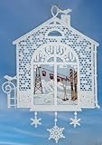 Fensterbild Weihnachten Spitze Weiß Fensterdekoration Winter Stickerei Winterlandschaft Berge Geschenk