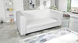 Edles Loungesofa Chicago 3 Sitzer in Kunstleder Weiss Couch Polstersofa S