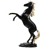 STOBAZA Pferdeverzierung Simulation Stehendes Pferdemodell Pferdestatue Gold Pferdehandwerk Spielzeugpferde Zuverlässiges Pferd Pferdedekoration Brüllende Pferdestatue Black