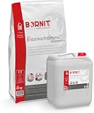 BORNIT Elastikschlämme 33kg für ca. 9,7m², grau weiß, zementgebundene 2-Komponenten-Abdichtung, rissüberbrückend, wasserdicht, sulfatbeständig, lösemittelfrei, für Terrasse, Balkon und Wassertank