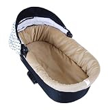 BABYLUX Nestchen für Kinderwagen Stubenwagen BABYWANNE + Matratze 2 Tlg Set Doppelseitig (W103 Velvet Beige)