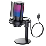 Gaming Mikrofon PC RGB, COCONISE, für Streaming Podcast Studio, USB Microphone für PS4 PS5 Mac, Ein-Klick-Stummschaltung, Mit 3,5-mm-Kopfhöreranschluss,Drehregler zum Einstellen der Lautstärk