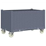 Blumentopf Hochbeete Für Garten Gitter - Pflanzkasten mit Rollen Grau 80x50x54 cm PP für Garten Hinterhof Balkon Drauß