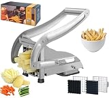 COOK A FUTURE Pommesschneider, Kartoffelschneider, Kartoffelschneider aus Edelstahl, mit 2 Klingengrößen und rutschfester Saugbasis, perfekt für den Einsatz in der Heiß
