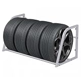 Robustes Metall-Reifenregal, Wandhalterung, Garage, Schuppen, Reifen, Lagerregal, Organizer, Halter, Werkstatt, Präsentationsständer, Tragkraft 299,8 kg, Silb