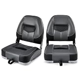 COSTWAY 2er Set Bootssitz klappbar, Bootsstuhl mit 11 cm dicker Schwammpolsterung, gepolsterter Steuerstuhl, Schwarz, 50 x 42 x 52