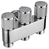 SHABD Messing Eins in DREI Out DREI-Wege-Steuerung Waschmaschine Chrom/Wasserhahn DREI-Wege-Dreieckventil G1/3Mini Silb