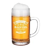 Maßkrug mit gravierten Wunschmotiv - Bierglas 1000 ml - Personalisiert mit Namen - Bierkrug Oktoberfest - Geschenk zum Geburtstag - Perfekt für Papa, Op