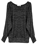 Van Der Rich ® - Pullover lässige mit Fledermausärmeln - Damen (Einfarbig Schwarz, M)