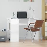 Somanki Schreibtisch Hochglanz-Weiß 100x55x75 cm Holzwerkstoff, Gaming Tisch, Computertisch, Computer Desk, Office Table, Bürotisch, Arbeitstisch, Nähtisch, Pc T