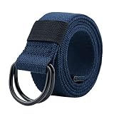 GOBEAM Canvas-Gürtel, Doppelringschnalle, lässiger Gürtel, taktischer Gürtel, Uni, verstellbare Hosengürtel für Hosen, Kleider, J