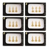 KULIA® Golden Stone Bindi-Set (6 Packungen) Stirn-Tattoos & Aufkleber im Polka-Dot-Design, Gesichts und Stirnsticker, Schmucksteine, Braut-Bindi, Beauty-Produkt, Bollywood-Party Modeschmuck