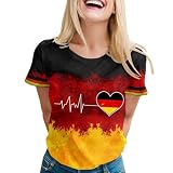 Gypsy Tops für Damen, Sommer, Rundhalsausschnitt, deutscher Fan, lockere Sportbekleidung, kurzärmeliges Oberteil, Damenbekleidung, rot, M
