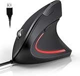 TechRise Vertikale Ergonomische Maus, 6400 DPI 6 Tasten Optische Maus mit Kabel, Vorbeugung gegen Mausarm Tennisar, Vertical Ergonomic Optical Mouse, PC Maus mit Kabel für Computer, Laptop, M