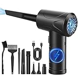 Elektrische Staubgebläse, 3-Gang 91000 U/min Compressed Air Duster, USB Wiederaufladbar Druckluftspray PC Reinigungsset Mit 6000mah Akku für Laptop,Tastatur,Auto,Bürogeräte,S