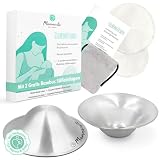 MAMMACITA® Silberhütchen Stillen mit 2 waschbaren Stilleinlagen - Stillhütchen aus 999er Silber für stillende Mütter - Set 2 Silberhütchen zum Stillen - Silberhütchen für empfindliche Brustw