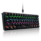 SHANGZHAOYUAN Gaming Tastatur, Ultra-Compact Mini 61 Tasten, RGB-Beleuchtung Tastatur Kabelgebunden mit Red Switch, 60% Mechanische Tastatur QWERTY US Layout für PC Windows Gamer Typist (Schwarz)