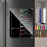 Ninyoon Wöchentlicher Kalender Essensplaner für den Kühlschrank, magnetische Acryl-Menü-Tafel mit 6 Markierungen 6 Aufhängevorrichtungen 6 Dichtungen - 1 Set (Schwarz - 30x40 cm - wöchentlich)