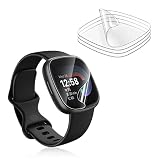 4 Stück Schutzfolie Kompatibel mit Fitbit Versa 4 / Fitbit Versa 3 / Fitbit Sense 2 / Fitbit Sense,Anti-Kratzen Blasenfrei Wasserdicht TPU Folie,Soft HD Klar Display