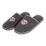 RB Leipzig Pantoffeln - Logo grau - Filzpantoffel RBL Hausschuhe - Plus Lesezeichen Wir lieben Fußball Größe 42/43