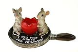 Kremers Schatzkiste Mäuse Bratpfannen Figur - Originelle Geldgeschenkverpackung - EIN Paar Mäuse zum Verbraten - Hochwertige Polyresin-Dekofigur 8x18x11