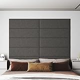 Somanki Wandpaneele 12 STK, Deckenpaneele, Wall Panel, Wandverkleidung, Wandgestaltung, Dekorative Wandpaneele, Wanddeko, Dunkelgrau 90x30 cm Stoff 3,24 m²