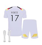 ZSJMY Neu Deutschland Trikot em 2024 für Erwachsene und Kinder, Heim Auswärtstrikot Nr.17 Fußball Trikot Fans Jersey Shorts Socken Trainingsanzug Set für Jungen und Herren (Heimtrikot 17, 20)