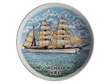Maritimer Wandteller mit Segelschiff Gorch Fock Kiel | Porzellan Teller zum Hängen | Durchmesser 15