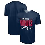 FOCO NFL Herren-T-Shirt, offizielles Lizenzprodukt, Fußball-Team-Logo, Wordmark, Distressed Performance, Team-Farbe, Rundhalsausschnitt, New England Patriots - Navy, XL