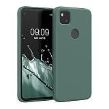 kwmobile Hülle kompatibel mit Google Pixel 4a Hülle - gummierte TPU Silikon Handyhülle - Schutzhülle für kabelloses Laden - Case in Tannengrü