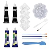 ElevaPulse Leder Reparatur Set Schwarz - Kunstleder Reparaturset mit Füller, Lenkrad Reparaturfarbe schwarz, Komplettset für Auto Sofa Schuhe Taschen Möb