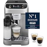 De'Longhi Magnifica Plus ECAM322.70.SB Kaffeevollautomat mit LatteCrema-Milchsystem für Automatischen Cappuccino, Full-Touch-Farbdisplay, Extra Shot-Funktion, x2-Funktion, 1450W, Silber/Schw