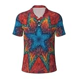 BGSHJVF Bunte Sternendruck Rollpullover für Männer, kurzärmelige Golfhemden für Männer, Anlässe, schwarzes, 4XL