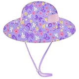 Kinder-Sonnenhut für Kleinkinder, Mädchen, Einhorn-Hut, UV-Schutz, Sommerhut für Kinder, breite Krempe, Fischerhut, 2–8 Jahre, violettfarbener schmetterling, 3-8 J