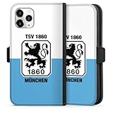 Klapphülle kompatibel mit Apple iPhone 11 Pro Handyhülle aus Leder schwarz Flip Case TSV 1860 München Offizielles Lizenzprodukt Wapp
