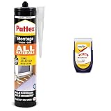 Pattex Montagekleber All Materials, stark haftender Alleskleber, Kraftkleber für innen & außen, Kleber für saugende und nichtsaugende Materialien, 1 x 450g & Molto S.O.S easy Wandfarbe 30ml, w