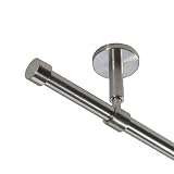 BASIT Gardinenstange Deckenmontage 1 läufig 400 cm lang Edelstahl Look Set Metall I 1-läufige Vorhangstange Deckenmontage Ø16mm I 120-600cm wählbar D11