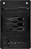 ZWILLING Maniküreset (5 Teilig, Reiseset für Gesichts- und Barthaare, mit Nagelknipser und Bartschere), Premium, Black E