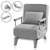Makika Schlafsessel Schlafsofa TED 3in1 mit Armlehne - Bettfunktion - Verstellbare Rückenlehne - inkl. Kopfkissen - Bis 200kg - Klappsessel Relaxsessel Sofabett Klappbett Gästebett Wohnzimmer G