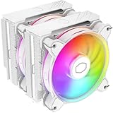 Cooler Master Hyper 622 Halo CPU-Luftkühler – Aluminium-Finish, 6 kompakte kontinuierliche Direktkontakt-Heatpipes, Dual-Tower-Kühlkörper, Zwei Halo²-Lüfter, ARGB-Erkennung, LGA1700 & AM5 - Weiß