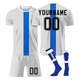 LILIHOT Football Trikot Personalisiert Trikot Kinder Erwachsene T-Shirt Shorts&socks 3 Teiliges Set,mit Team Name & Number Logo Sport T Shirts Sportkleidung Fanartikel Trik