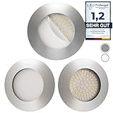 Scandinavian home 3er Set LED Einbaustrahler 230V 4,5W Warmweiß 60mm - 70mm I Badezimmer geeignet I CRI 90 500lm 3000K 68mm I Edelstahldesign mit Milchglas I LED Spot Deckeneinb