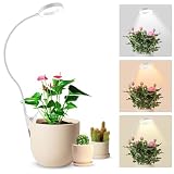 Pflanzenlampe LED Vollspektrum, Pot Clip 6500K Grow Light, zwei Installationsoptionen Pflanzenlicht, 3 Farbtemperatur LED Grow Lampe mit 360° Schwanenhals, 6/12/16H Timer, 5 Helligkeit (Weiß 1 Stück)