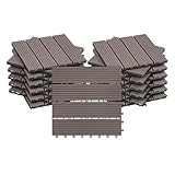 WOLTU Terrassenfliesen für Außen Terrasse Balkon, WPC Fliesen in Holzoptik mit Klicksystem, Braun (22 Stück / 2 m²)
