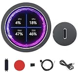 4 Inch USB Monitor AIO LCD Display CPU/GPU Cooler Screen 720×720 Round Display with Music Spectrum Analysis Function for Inside PC/Desktop RGB Ambient Screen USB-C Interface Grey