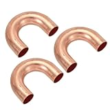PATIKIL 1/2 Zoll Außendurchmesser, 32 x 48 mm, Kupferrohrverschraubung, 3-teilig, 180-Grad-Bogen, Schweiß- und Lötverbindung für die Sanitärinstallation von HLK-Klimaanlag