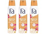 Fa Deospray Oriental Moments (3x 150 ml), Deo mit dem zarten Duft von Wüstenrose & Sandelholz, Deo ohne Aluminium für bis zu 48 h Deo-Schutz, hinterlässt keine Deo-Rückstände auf der Kleidung
