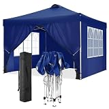 TOOLUCK 3X3 Pavillon 3x3m mit 4 Seitenteilen Wasserdicht Stabil Winterfest, Faltpavillon Faltbar Gartenzelt Partyzelt Gartenpvillon mit Entlüftung, UV-Schutz 50+