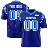 American Football Trikot Personalisiert mit Name/Nummer/Logo American Football Bekleidung Trikot T-Shirt für Herren Damen Erwachsene Kinder (Dunkelblau-3)